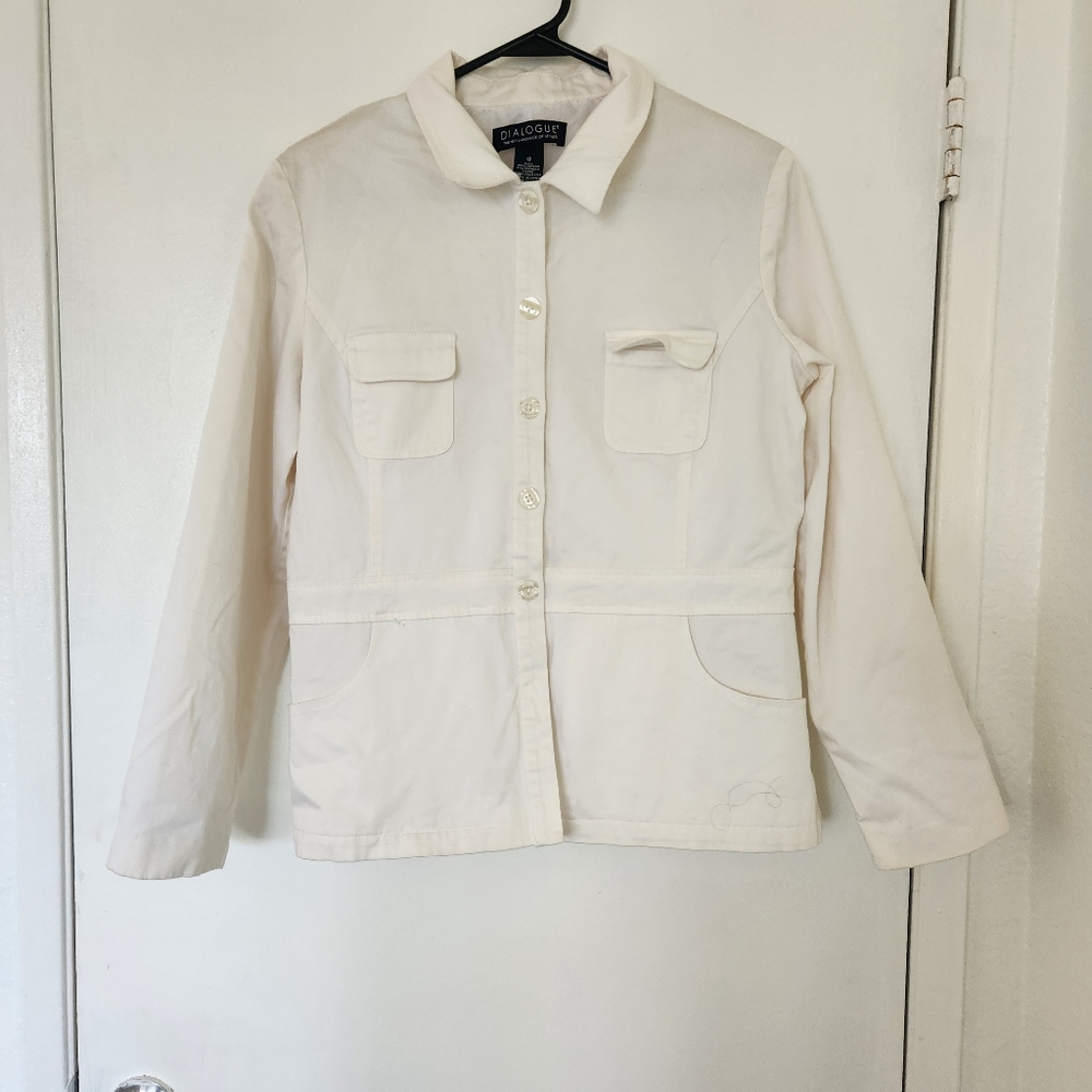 DIALOGUE Women's Cream Blazer Academy, Preppy Size 12. #011